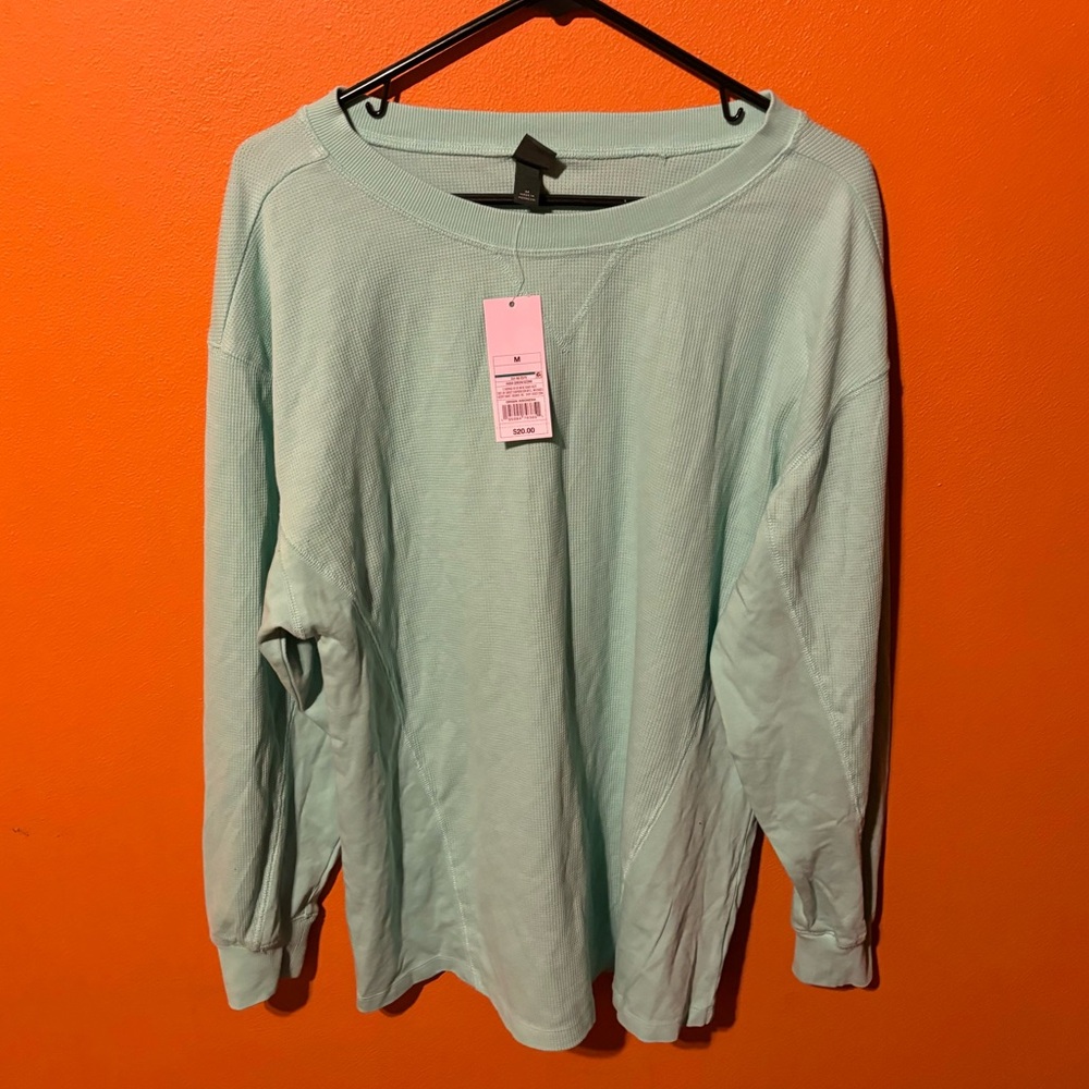 Wild Fable Waffle Knit Long Sleeve Aqua Green M